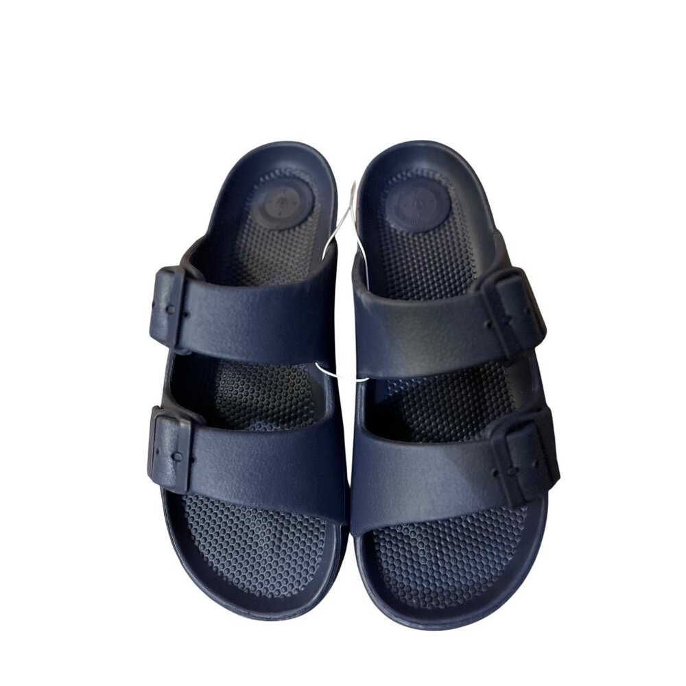 Totes Sandals Womens 8 Navy Blue Everywear Double Buckle Slide Waterproof Used - Picture 2 of 8